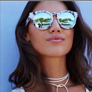 QUAY Australia High Emotion Marble Blue Sunglasses